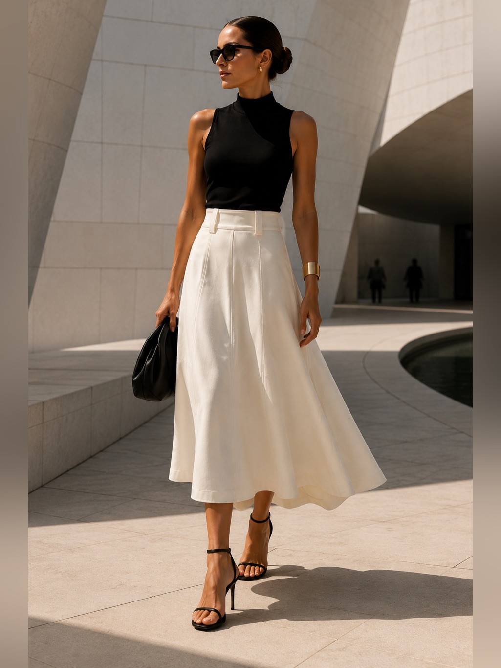 Anne Fernandes Ivory A-Line Midi Skirt | Quiet Luxury | Made In Brazil Small